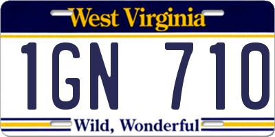 WV license plate 1GN710