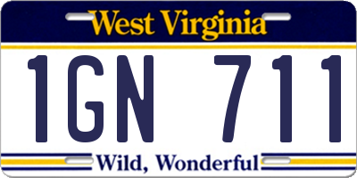 WV license plate 1GN711