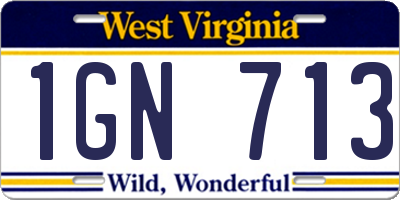 WV license plate 1GN713