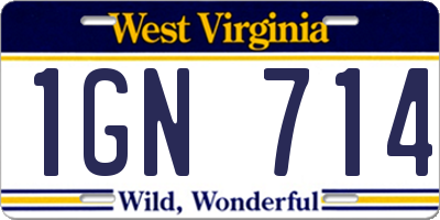 WV license plate 1GN714