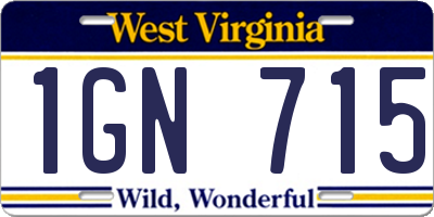 WV license plate 1GN715