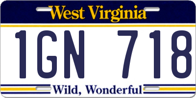 WV license plate 1GN718