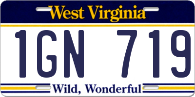 WV license plate 1GN719