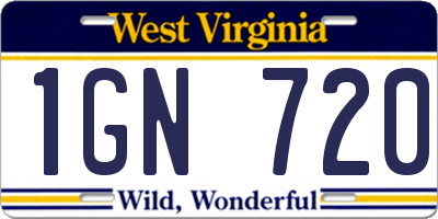 WV license plate 1GN720