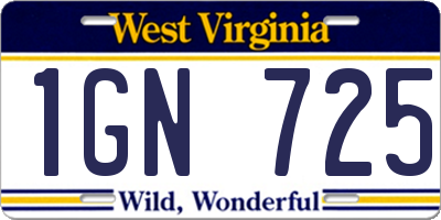 WV license plate 1GN725