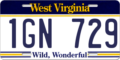 WV license plate 1GN729