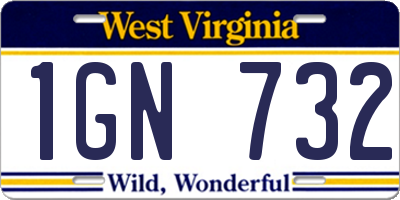 WV license plate 1GN732