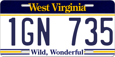WV license plate 1GN735