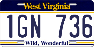 WV license plate 1GN736