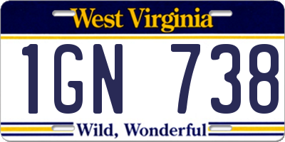 WV license plate 1GN738