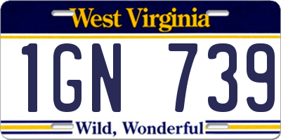 WV license plate 1GN739