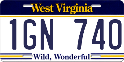 WV license plate 1GN740