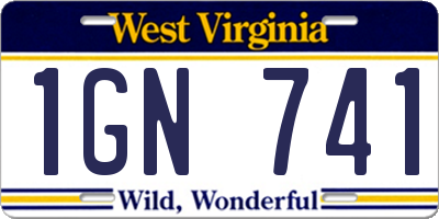 WV license plate 1GN741