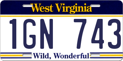 WV license plate 1GN743