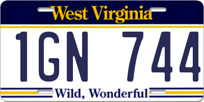 WV license plate 1GN744