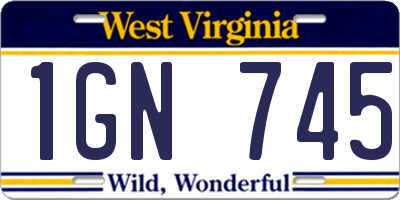 WV license plate 1GN745