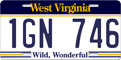 WV license plate 1GN746