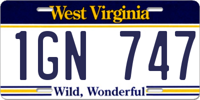 WV license plate 1GN747