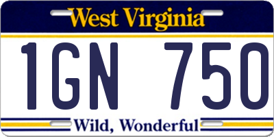 WV license plate 1GN750