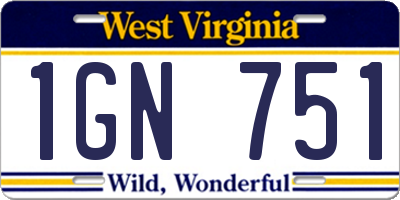 WV license plate 1GN751