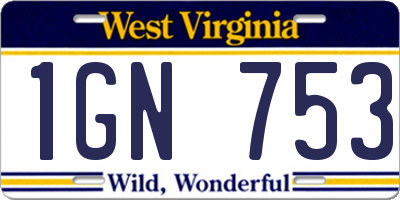 WV license plate 1GN753