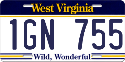 WV license plate 1GN755