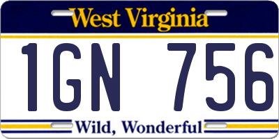 WV license plate 1GN756