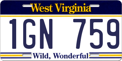WV license plate 1GN759