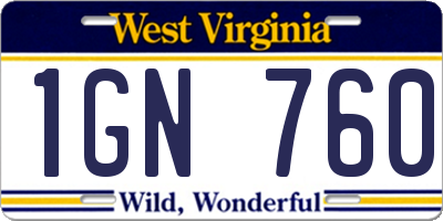 WV license plate 1GN760