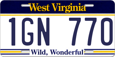 WV license plate 1GN770