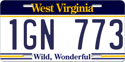 WV license plate 1GN773