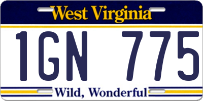WV license plate 1GN775