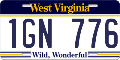 WV license plate 1GN776