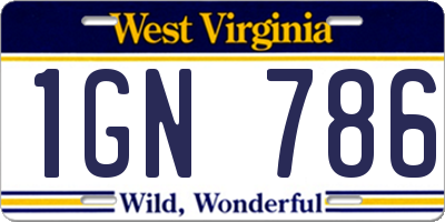 WV license plate 1GN786