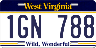 WV license plate 1GN788
