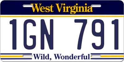 WV license plate 1GN791