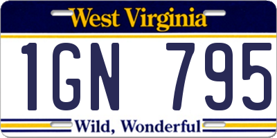WV license plate 1GN795