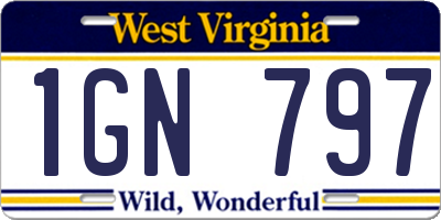 WV license plate 1GN797
