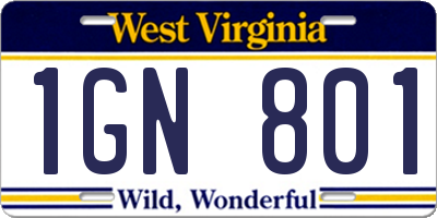WV license plate 1GN801