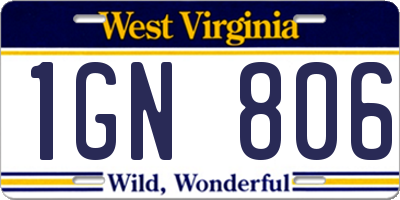 WV license plate 1GN806