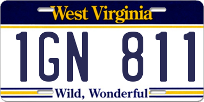 WV license plate 1GN811