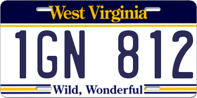 WV license plate 1GN812