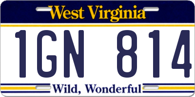 WV license plate 1GN814