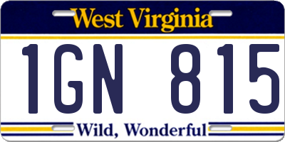 WV license plate 1GN815