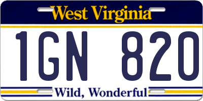 WV license plate 1GN820