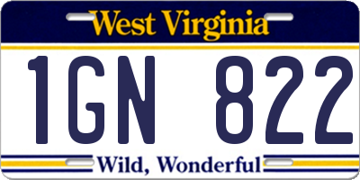 WV license plate 1GN822
