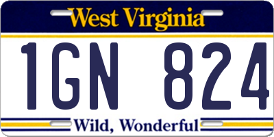 WV license plate 1GN824