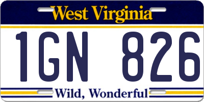 WV license plate 1GN826