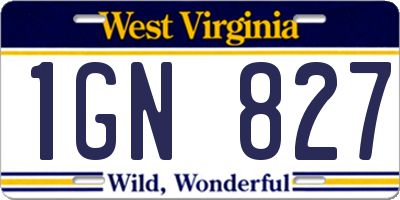 WV license plate 1GN827