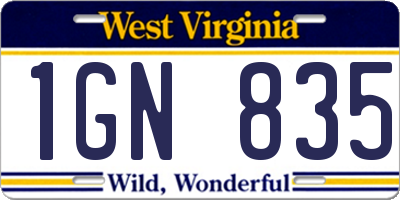 WV license plate 1GN835